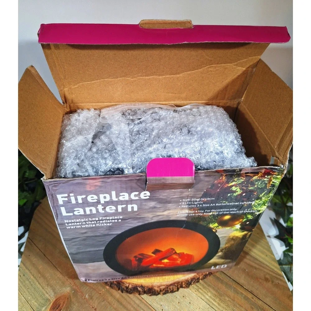 Decorative Fireplace Soothing Moving Flame Lantern Relaxing Mood Setter LED